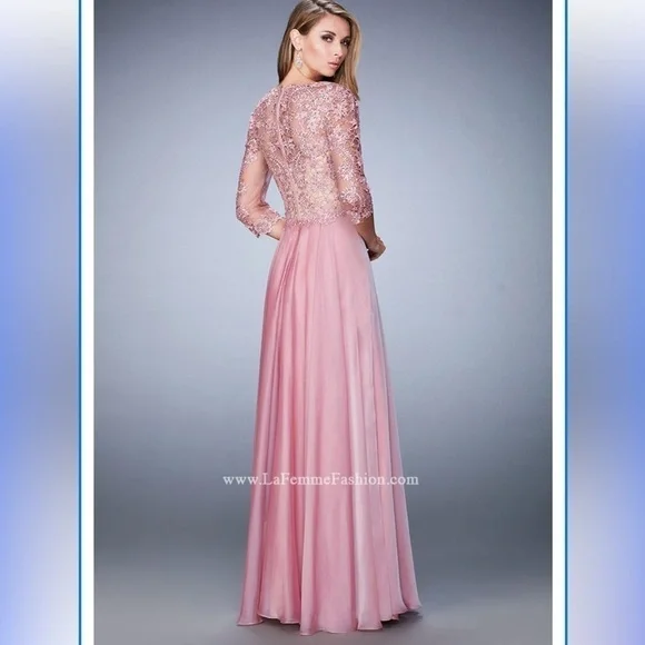 La Femme evening a line dress pink size 4
